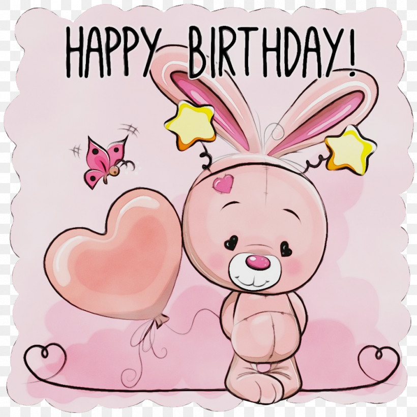 Pink Cartoon Heart Love, PNG, 1000x1000px, Happy Birthday, Cartoon, Heart, Love, Paint Download Free