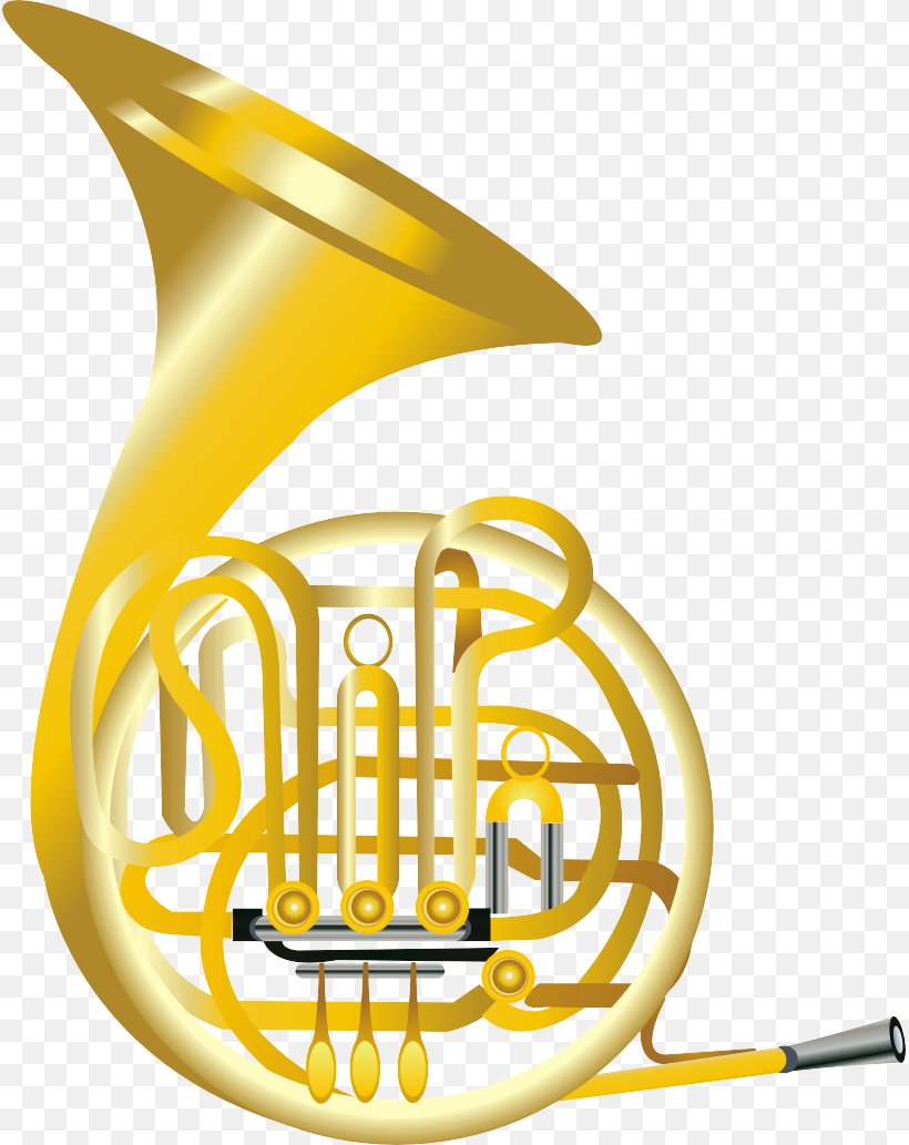 Musical Instrument French Horn Brass Instrument Concert Band Illustration, PNG, 815x1033px, Watercolor, Cartoon, Flower, Frame, Heart Download Free