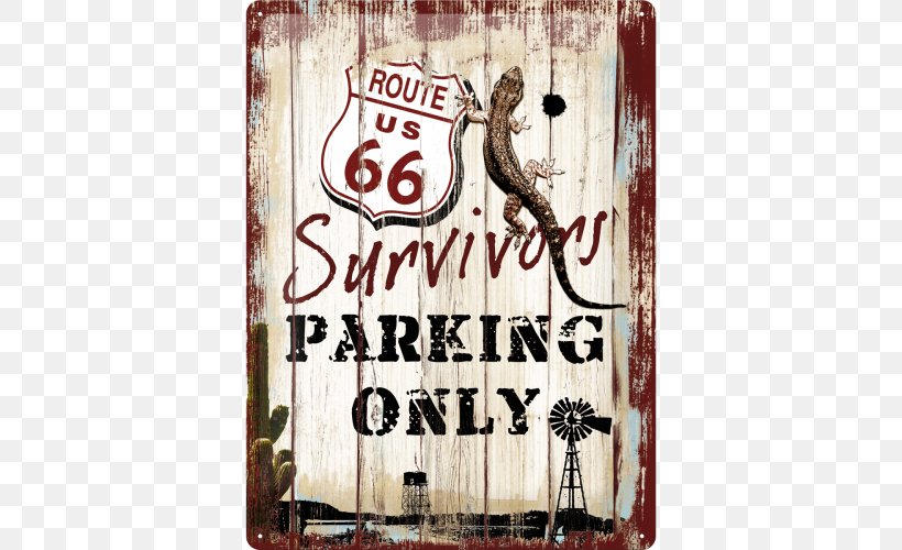 Donga Nostalgic Tin Sign Route 66 16323 Metal Nostalgic-Art 23148 US Highways Route 66 Survivors Parking Only Transport U.S. Route 66, PNG, 500x500px, Metal, Advertising, Campsite, Only, Parking Download Free