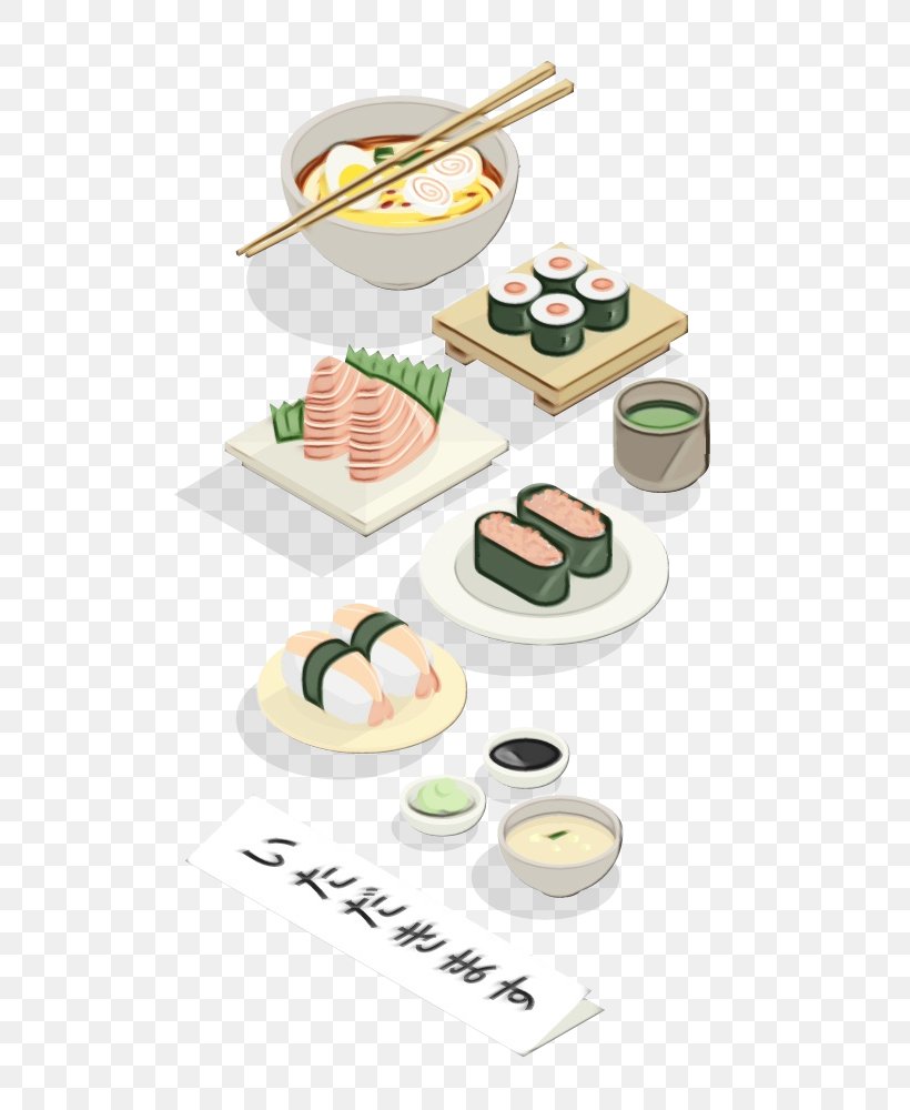 Sushi, PNG, 600x1000px, Watercolor, Comfort Food, Cuisine, Dish, Food Download Free