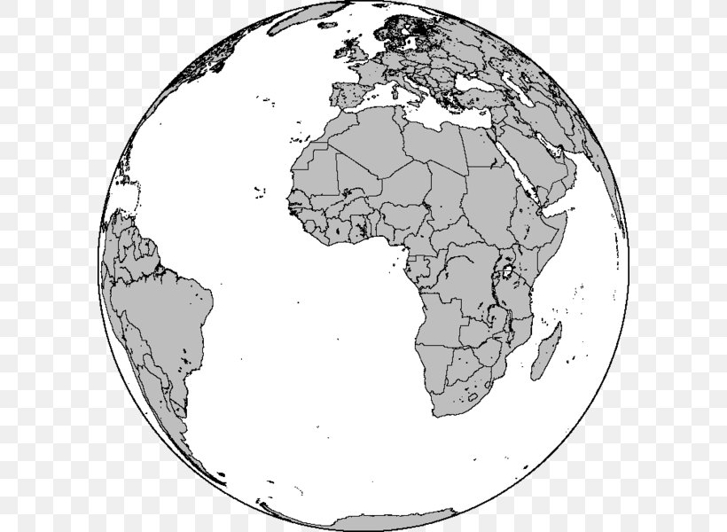 Globe South Africa Map World Coloring Book, PNG, 600x600px, Globe, Africa, Area, Black And White, Blank Map Download Free