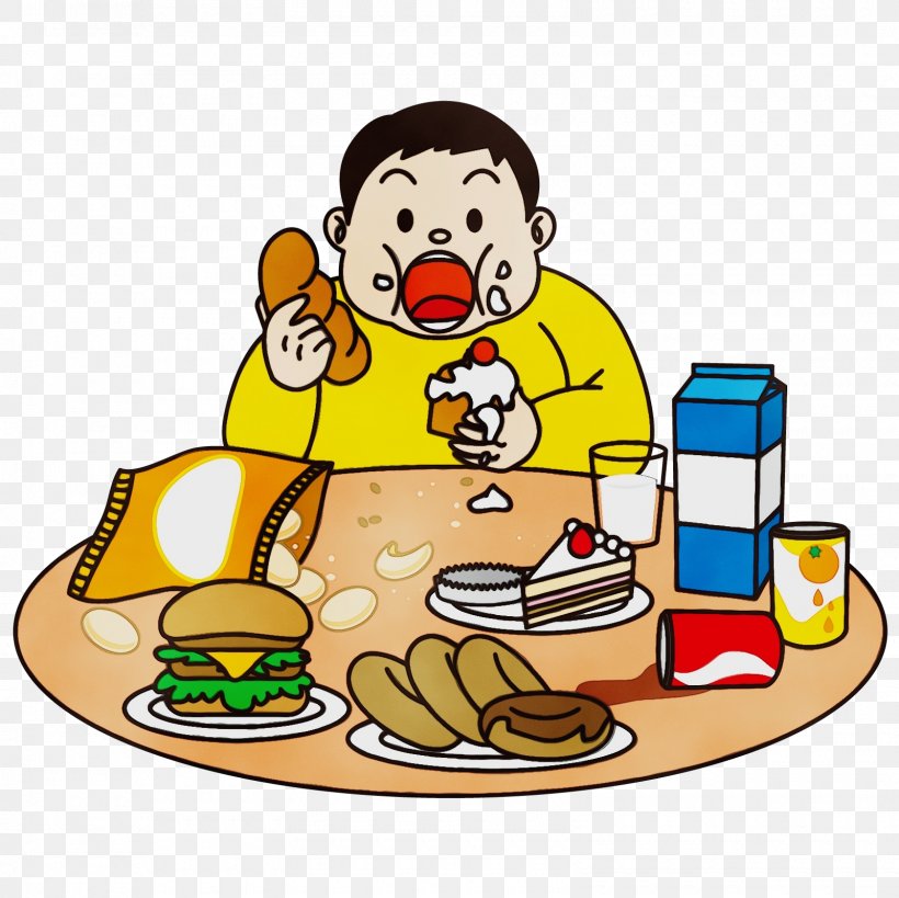 Junk Food Meal Cartoon Clip Art Breakfast, PNG, 1600x1600px, Watercolor, Breakfast, Cartoon, Eating, Fast Food Download Free