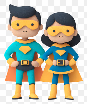 Superhero Couple - Superhero Duo In Colorful Costumes PNG