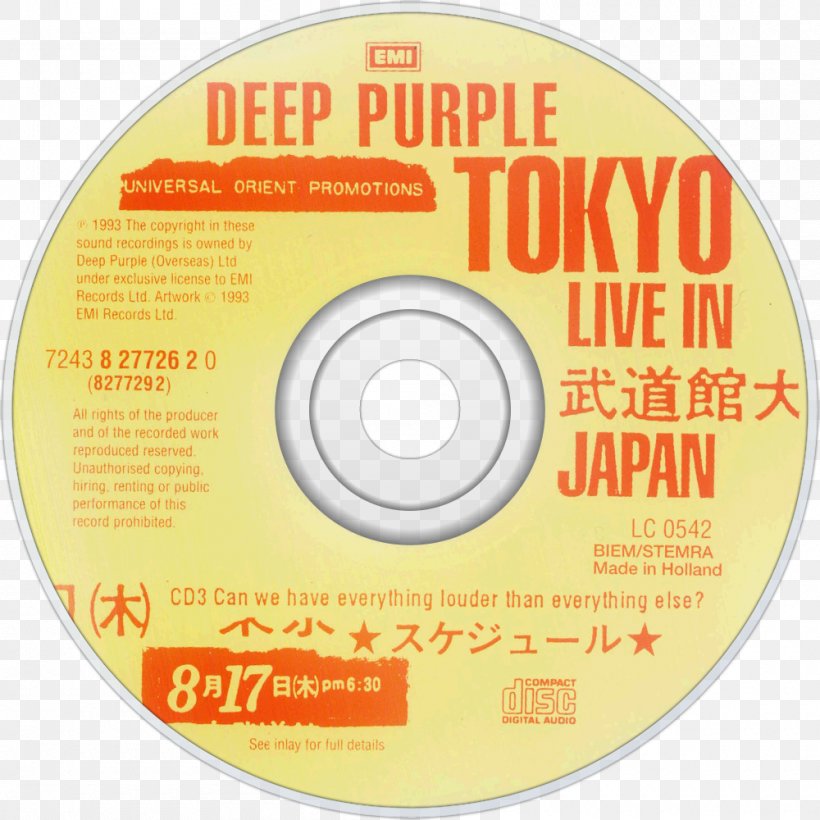 Compact Disc Deep Purple Concerto For Group And Orchestra Made In Japan Album, PNG, 1000x1000px, Watercolor, Cartoon, Flower, Frame, Heart Download Free
