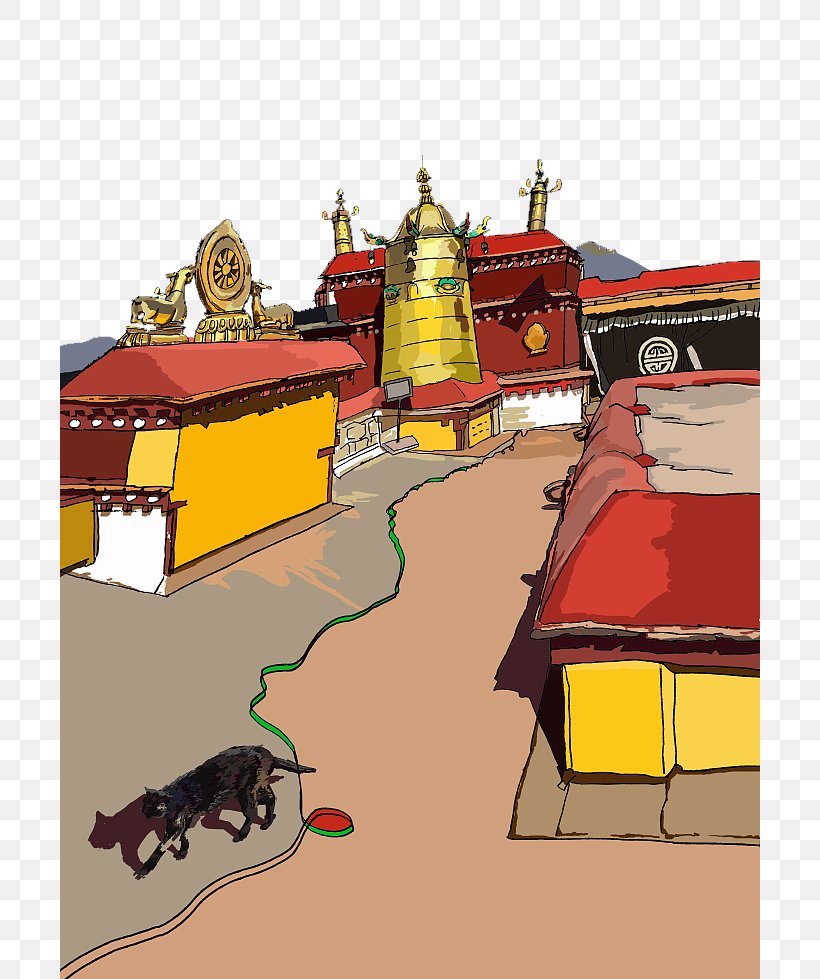 Lhasa Chagpori Temple Illustration, PNG, 700x979px, Lhasa, Architecture, Art, Cartoon, Chagpori Download Free