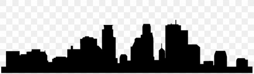 Minneapolis Skyline Silhouette, PNG, 2536x748px, Minneapolis, Black And White, Building, City, Drawing Download Free