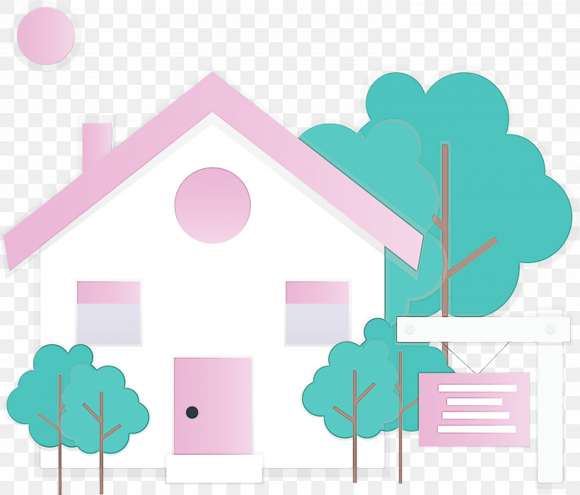 Pink Turquoise Line, PNG, 3000x2564px, Home For Sale, For Sale, House, Line, Paint Download Free