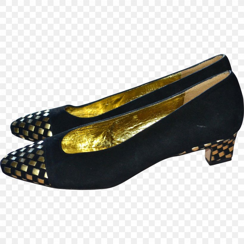 black and gold low heel shoes