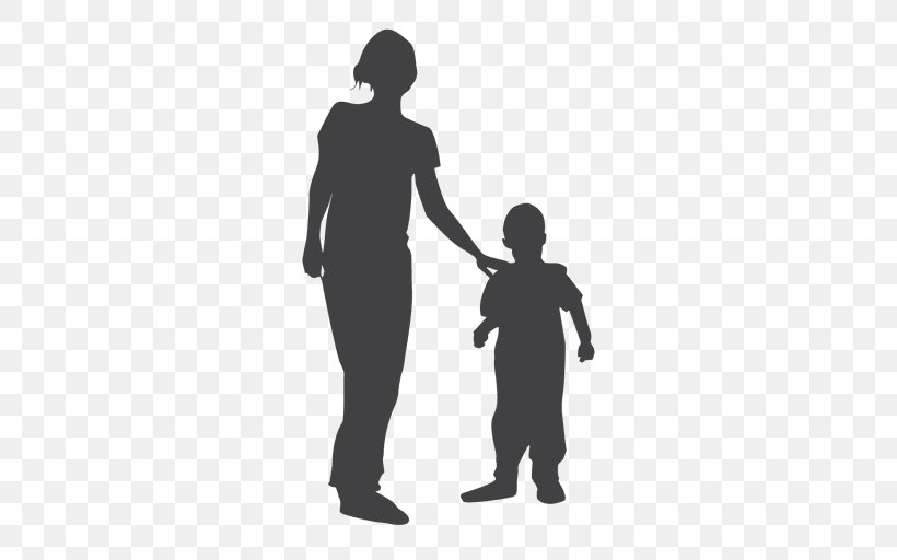 Silhouette Child Mother Son, PNG, 512x512px, Silhouette, Arm, Black, Black And White, Child Download Free