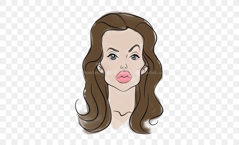 Angelina Jolie Drawing Caricature Nose, PNG, 500x500px, Watercolor, Cartoon, Flower, Frame, Heart Download Free