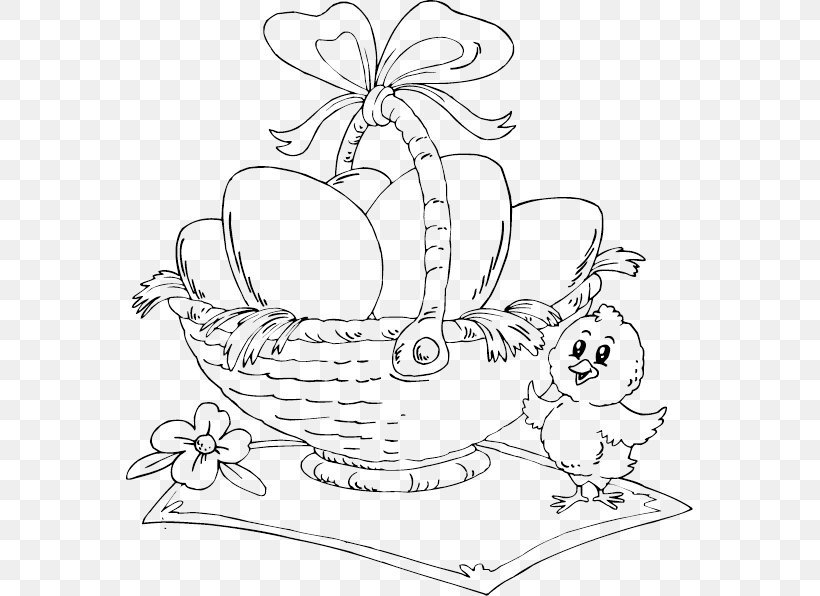 Easter Bunny Easter Egg Coloring Book Easter Basket, PNG, 567x596px, Easter Bunny, Area, Art, Basket, Black And White Download Free