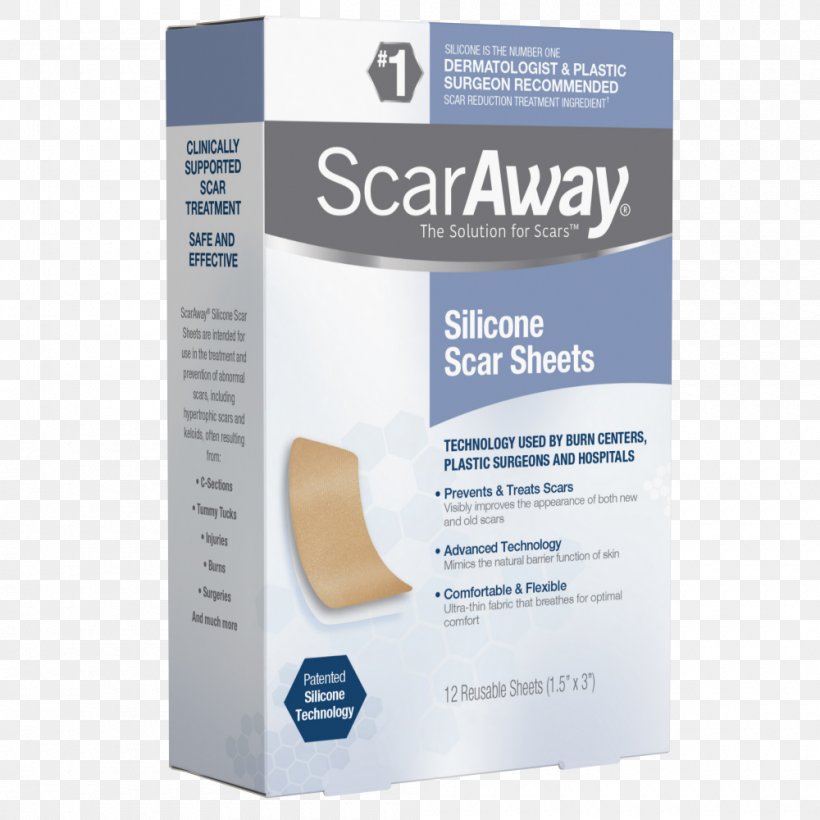 ScarAway Silicone Scar Sheets Hypertrophic Scar Scaraway 1.5 X 3 Reusable Washable Silicone Scar Sheets Keloid, PNG, 1000x1000px, Scar, Healing, Health Care, Hypertrophic Scar, Keloid Download Free