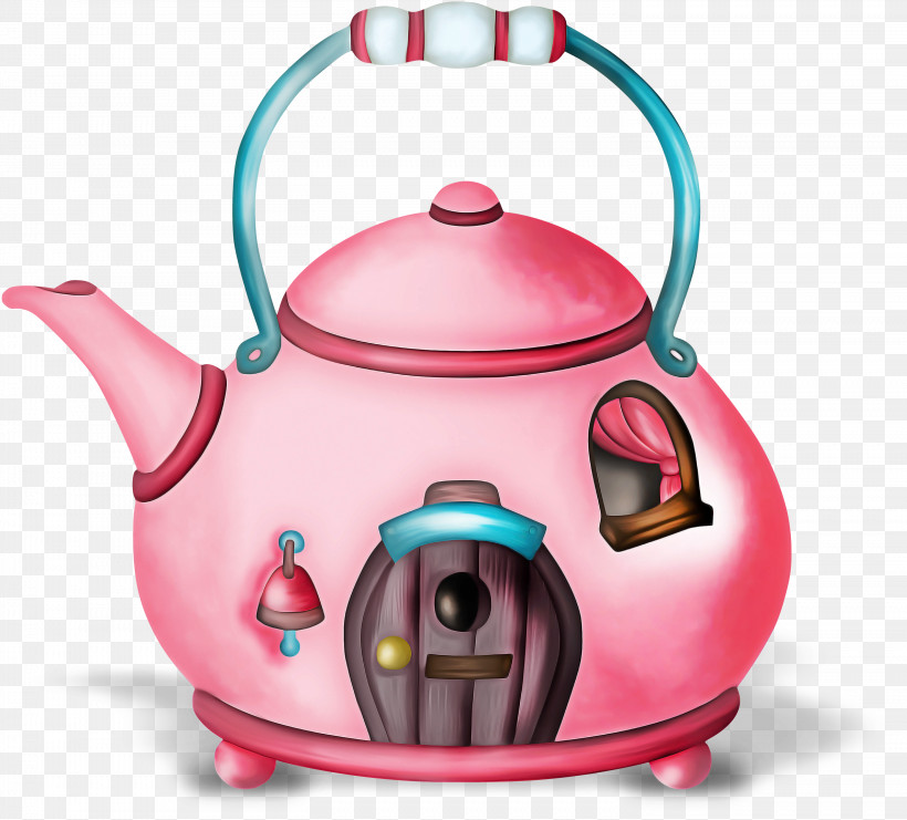 Kettle Teapot Home Appliance Pink Playset, PNG, 2952x2669px, Kettle, Cookware And Bakeware, Home Appliance, Lid, Pink Download Free