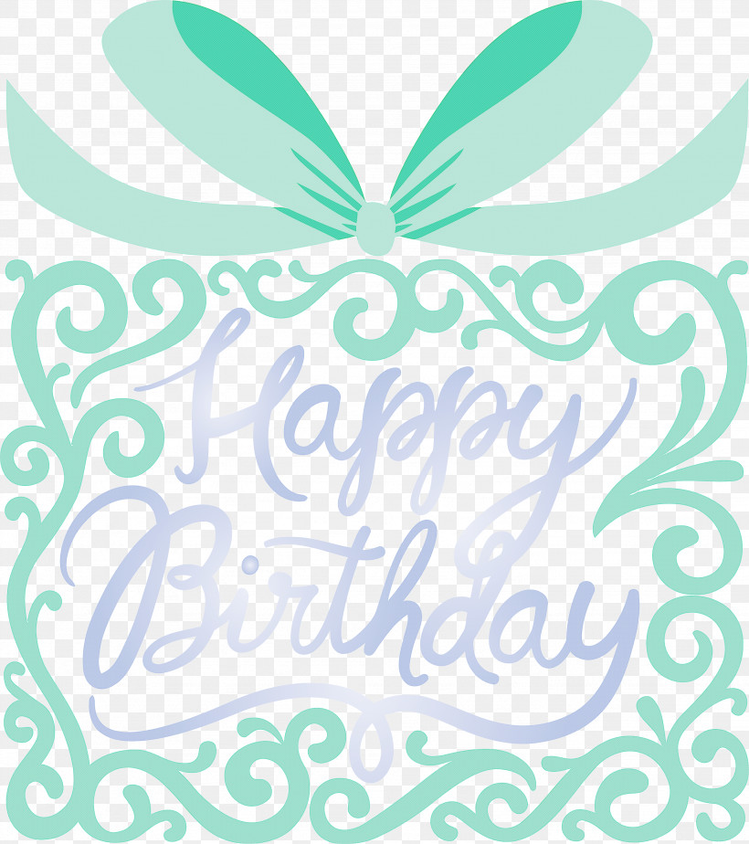 Birthday Calligraphy Happy Birthday Calligraphy, PNG, 2662x3000px, Birthday Calligraphy, Aqua, Green, Happy Birthday Calligraphy, Leaf Download Free