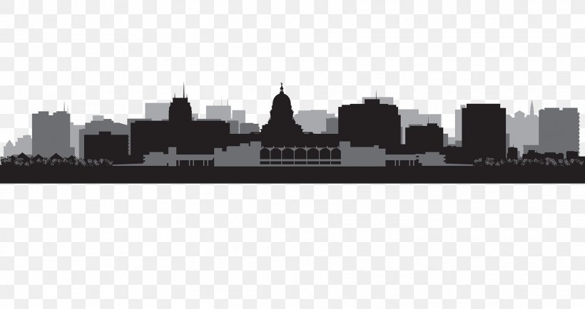 Madison Milwaukee Skyline, PNG, 1919x1018px, Madison, Black And White, City, Cityscape, Metropolis Download Free