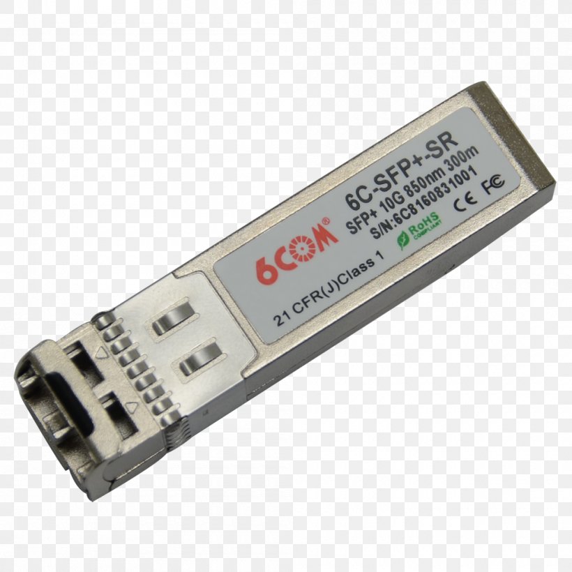 Small Form-factor Pluggable Transceiver 10 Gigabit Ethernet Gigabit Interface Converter Optical Fiber, PNG, 1000x1000px, 10 Gigabit Ethernet, Transceiver, Cisco Systems, Electronic Component, Electronic Device Download Free