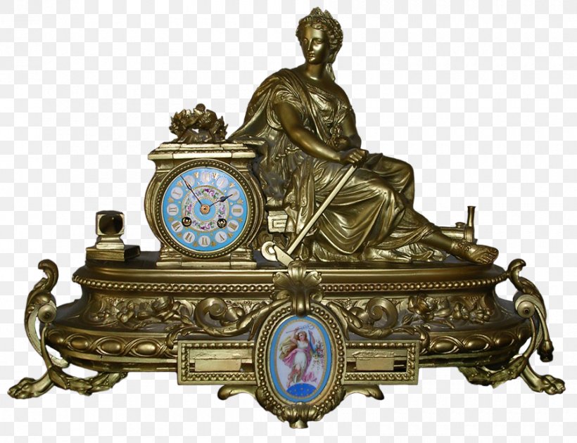 01504 Bronze Statue Antique Clock, PNG, 900x692px, Bronze, Antique, Brass, Clock, Metal Download Free
