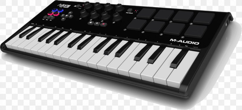 MIDI Keyboard M-Audio Axiom AIR Mini 32 MIDI Controllers, PNG, 1200x550px, Midi Keyboard, Analog Synthesizer, Controller, Digital Piano, Electric Piano Download Free