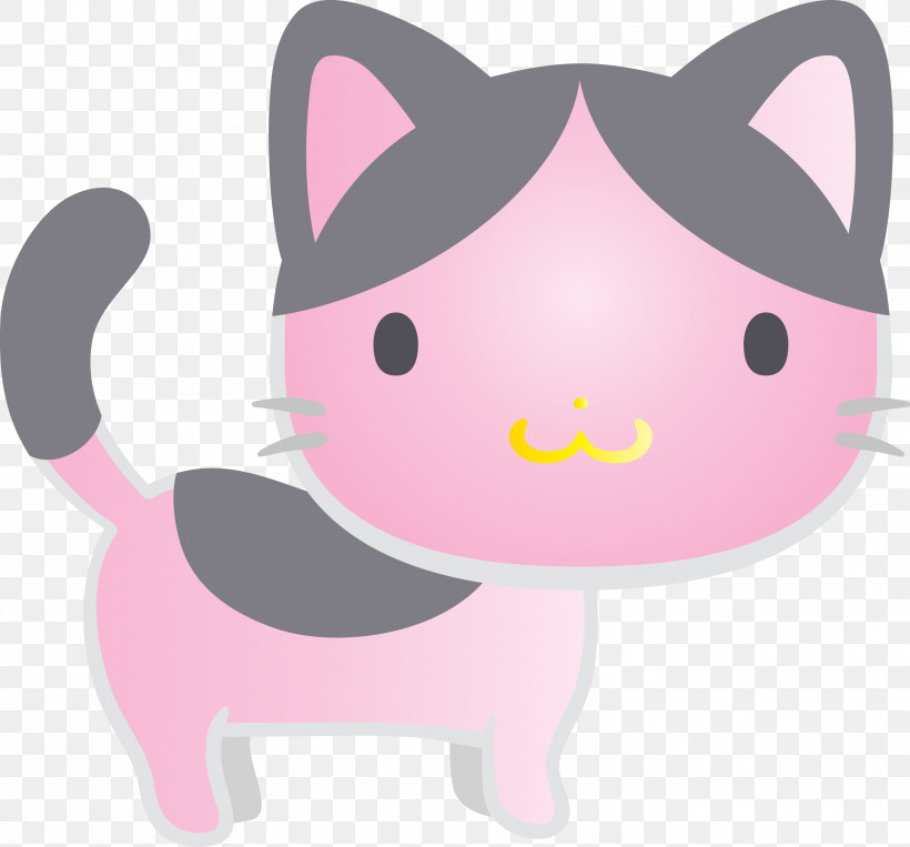 Cartoon Pink Snout Cat Whiskers, PNG, 3000x2795px, Cartoon, Cat, Kitten, Pink, Snout Download Free