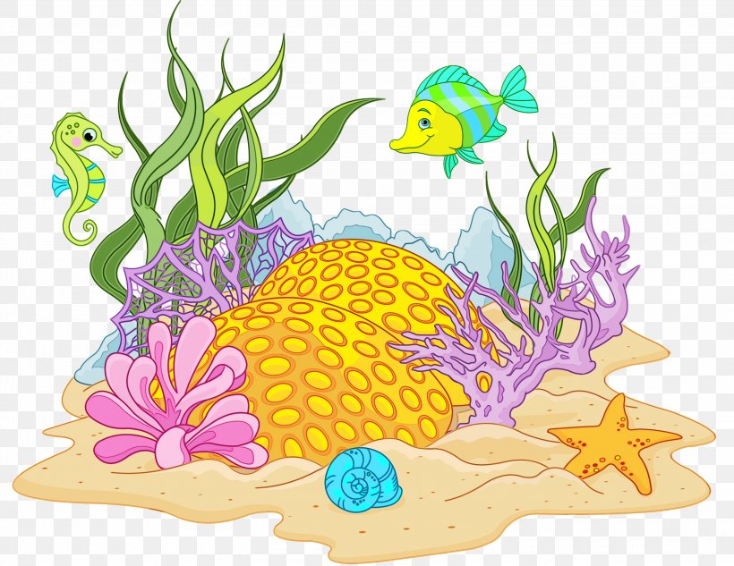 Watercolor Plant, PNG, 3000x2319px, Watercolor, Aquarium, Aquarium Decor, Butterflyfish, Cartoon Download Free