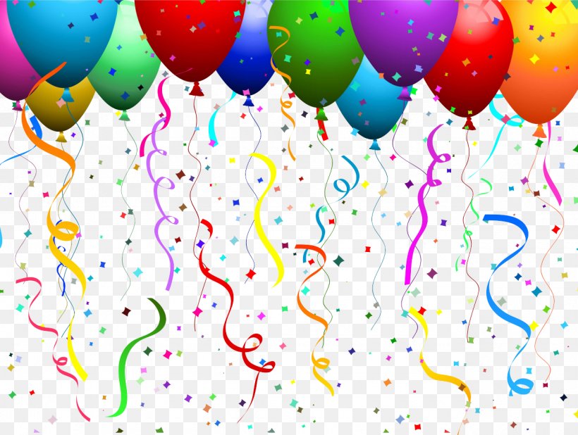 Balloon Confetti Party Clip Art, PNG, 1280x965px, Balloon, Anniversary, Birthday, Confetti, Greeting Note Cards Download Free