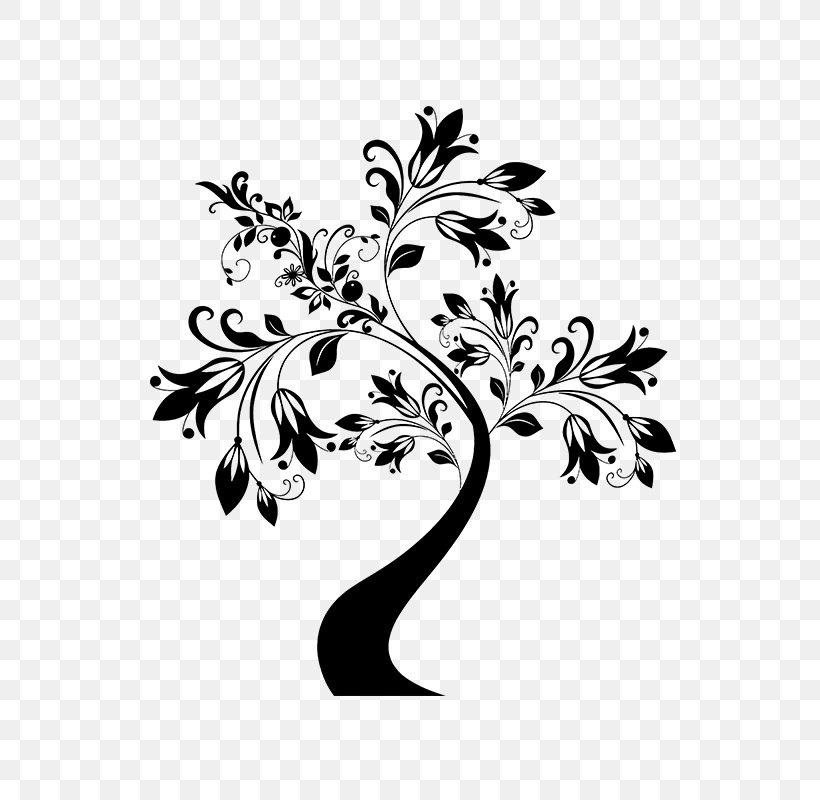 Floral Ornament Tree Flower Clip Art, PNG, 800x800px, Floral Ornament, Art, Autocad Dxf, Black And White, Branch Download Free
