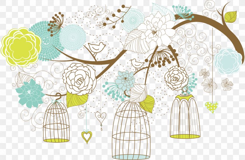 Bird Stock Photography Illustration, PNG, 3900x2558px, Bird, Birdcage, Branch, Cage, Floral Design Download Free