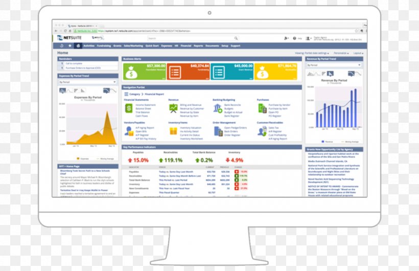 NetSuite Enterprise Resource Planning Dashboard Computer Software Non-profit Organisation, PNG, 1024x663px, Netsuite, Accounting Software, Area, Brand, Business Productivity Software Download Free