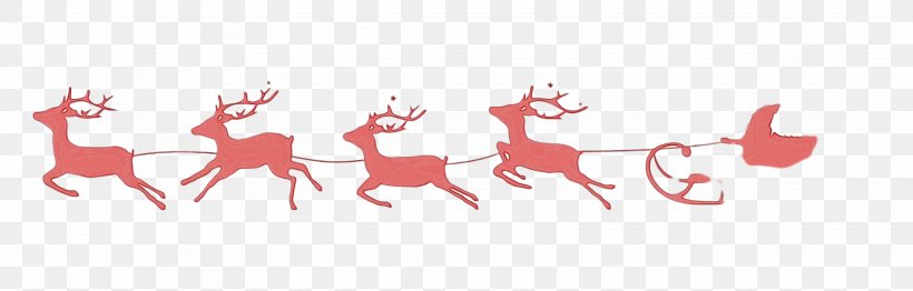 Reindeer, PNG, 3532x1132px, Watercolor, Deer, Paint, Reindeer, Silhouette Download Free