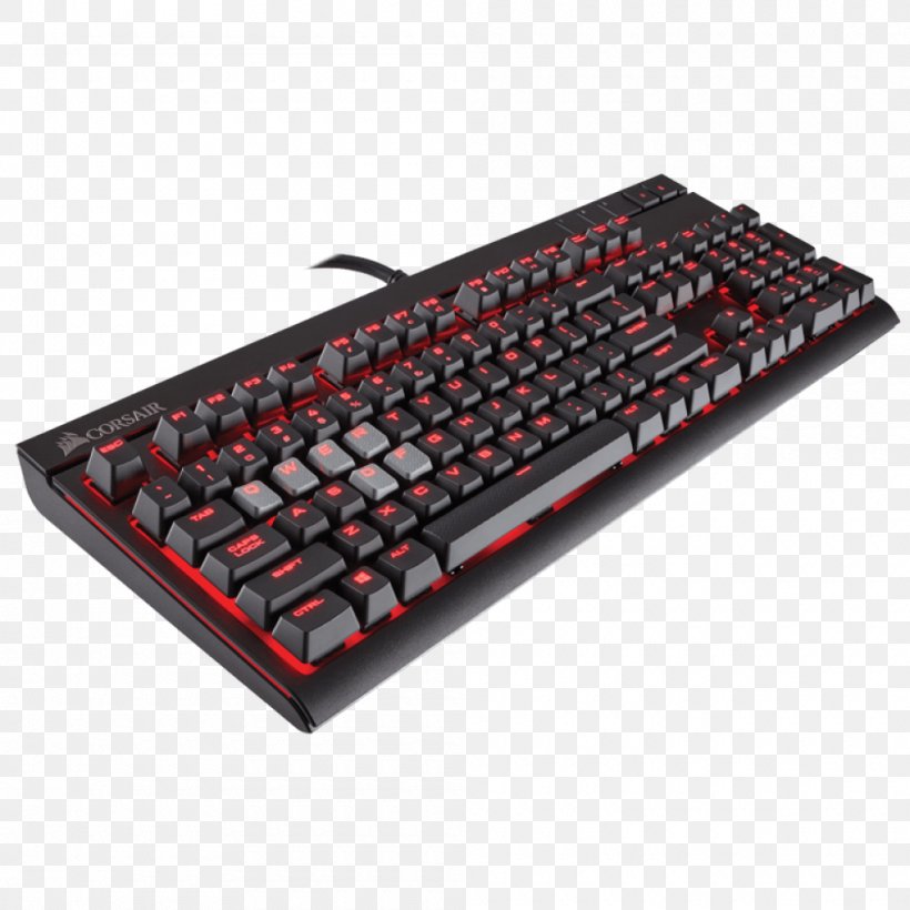 Computer Keyboard Corsair Gaming STRAFE Cherry Backlight Gaming Keypad, PNG, 1000x1000px, Computer Keyboard, Backlight, Cherry, Computer Component, Corsair Components Download Free