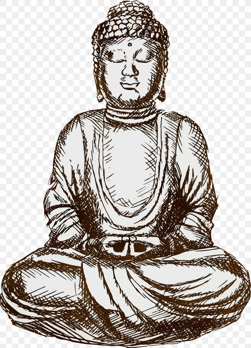 Sitting Gautama Buddha, PNG, 2168x3000px, Bodhi Day, Gautama Buddha, Paint, Sitting, Watercolor Download Free