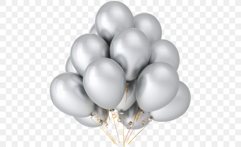 Balloon Silver Wedding Party Birthday, PNG, 500x500px, Balloon, Birthday, Bridal Shower, Feestversiering, Gas Balloon Download Free