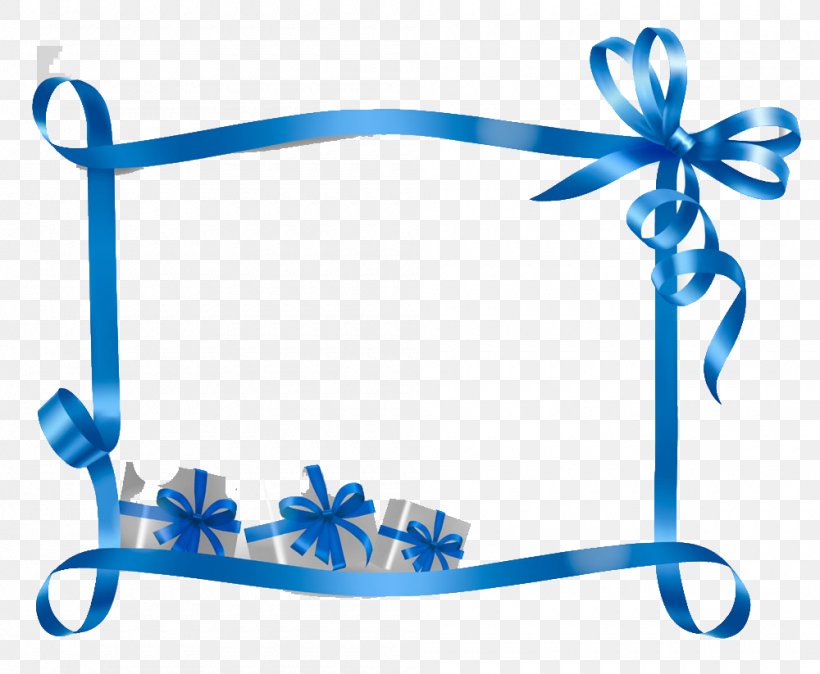 Ribbon Gift Card Blue, PNG, 1000x823px, Ribbon, Area, Blue, Border, Decorative Box Download Free