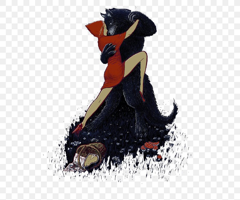 Big Bad Wolf American Black Bear Gray Wolf Little Red Riding Hood, PNG, 525x683px, Watercolor, Cartoon, Flower, Frame, Heart Download Free