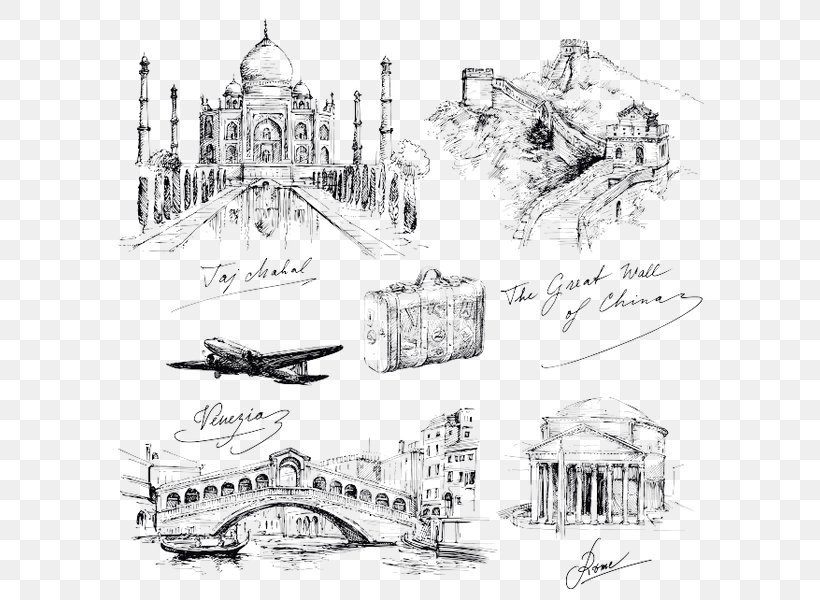 Drawing Collage City Travel Sketch, PNG, 600x600px, Drawing, Arch, Architecture, Area, Art Download Free