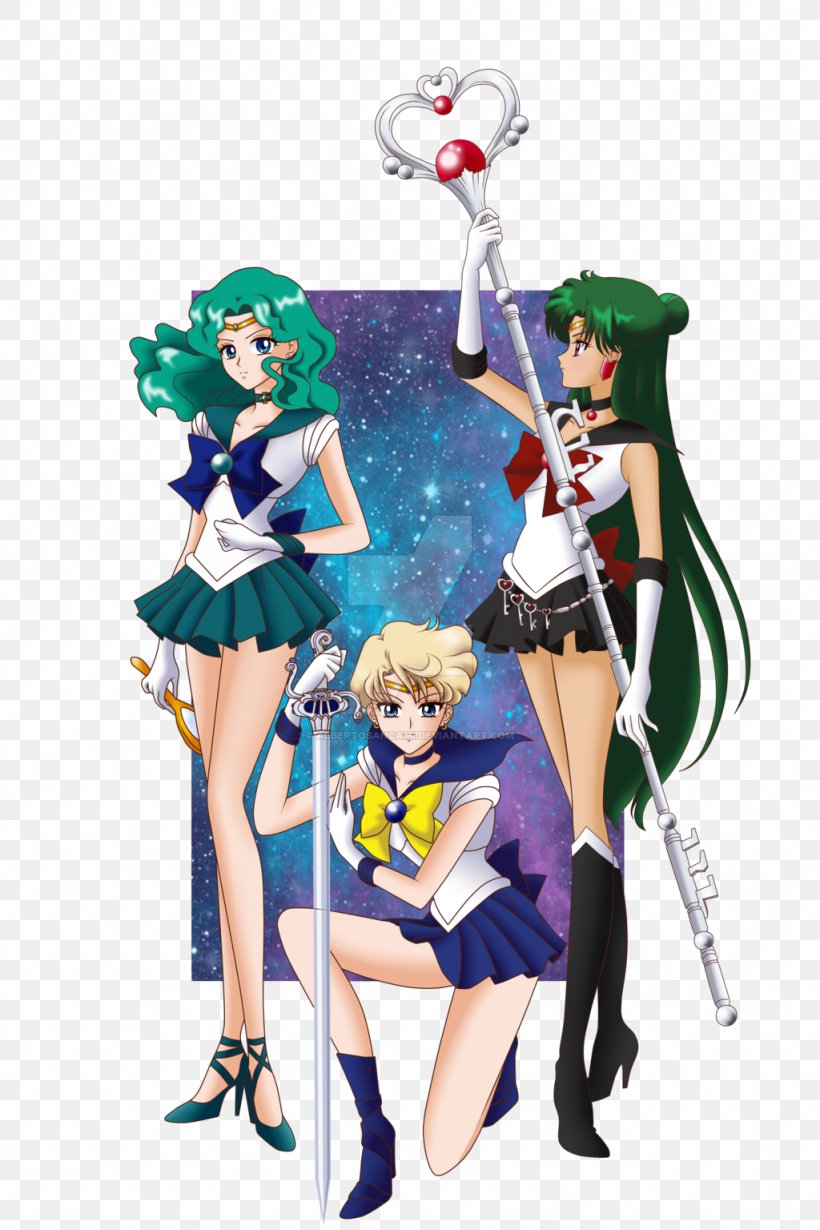 Sailor Uranus Sailor Neptune Sailor Pluto Sailor Moon Sailor Saturn, PNG, 1024x1536px, Watercolor, Cartoon, Flower, Frame, Heart Download Free