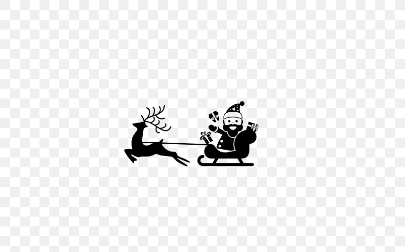 Santa Claus's Reindeer Santa Claus's Reindeer Computer Icons Christmas, PNG, 512x512px, Santa Claus, Antler, Black, Black And White, Christmas Download Free