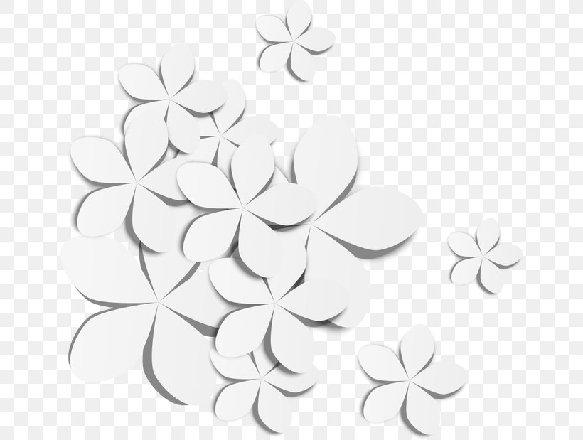 Vector White Paper Flowers, PNG, 650x619px, Paper, Area, Black And White, Color, Drawing Download Free