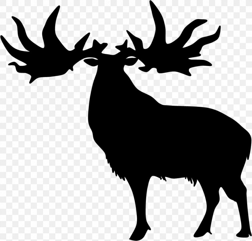 Reindeer Elk Silhouette Antler, PNG, 938x898px, Deer, Animal, Antler, Black And White, Elk Download Free