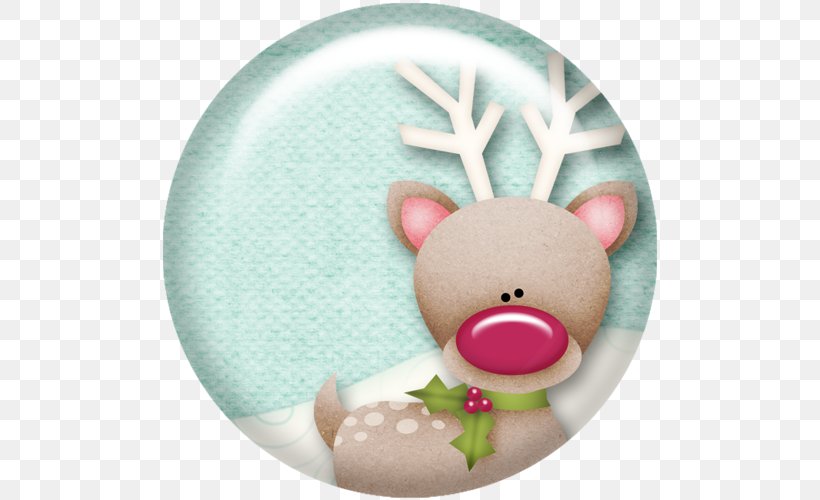 Reindeer Christmas Ornament Santa Claus Scrapbooking, PNG, 500x500px, Reindeer, Antler, Button, Christmas, Christmas Card Download Free