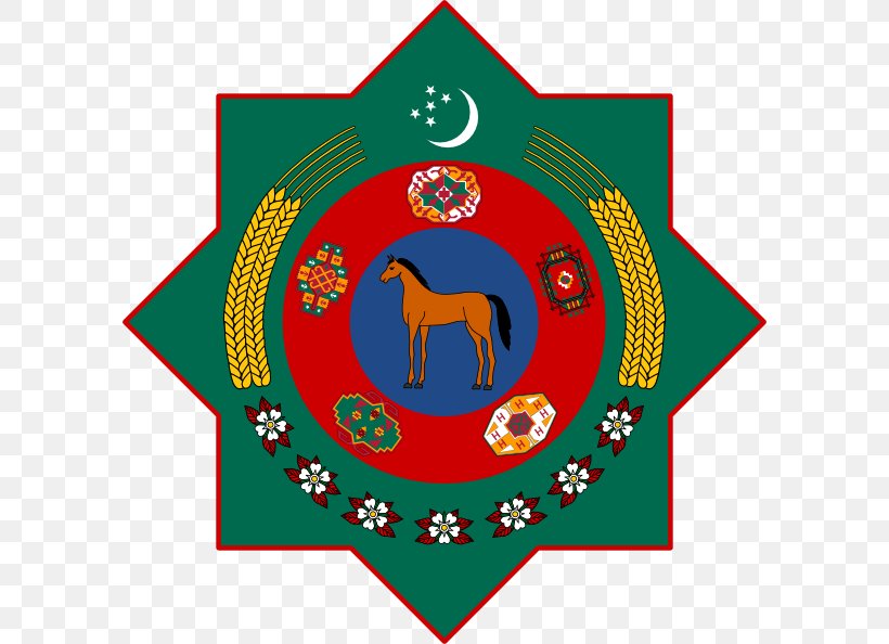 Emblem Of Turkmenistan Coat Of Arms, PNG, 594x594px, Turkmenistan, Area, Chakra, Christmas Ornament, Coat Of Arms Download Free