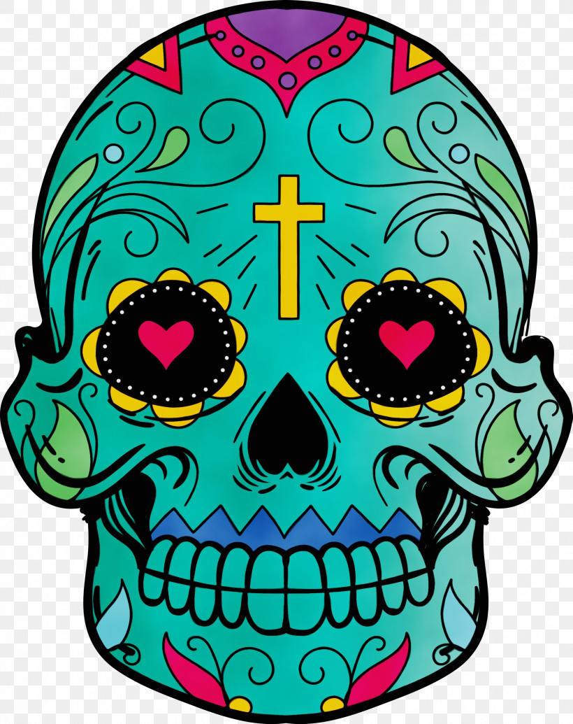 Green Pattern, PNG, 2376x3000px, Calavera, Calaveras, Day Of The Dead, Green, Paint Download Free