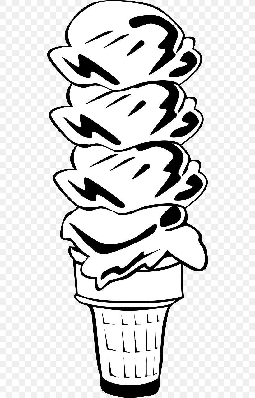Ice Cream Cones Chocolate Ice Cream Waffle Clip Art, PNG, 640x1280px, Ice Cream Cones, Artwork, Black, Black And White, Chocolate Download Free