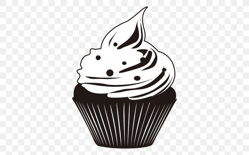 Cupcake Clip Art, PNG, 512x512px, Cupcake, Black, Black And White, Cake, Cartoon Download Free