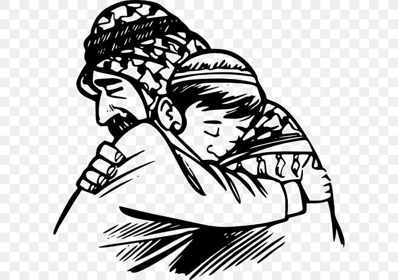 Hug Father Cartoon Clip Art, PNG, 600x578px, Hug, Art, Artwork, Black, Black And White Download Free