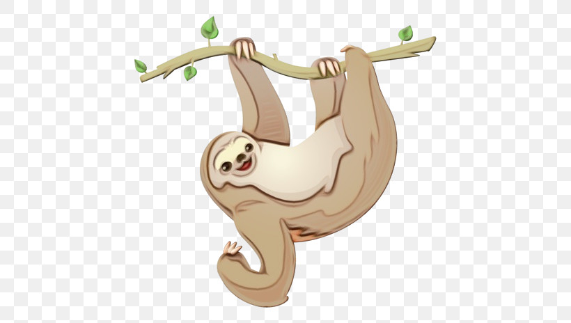 Sloth Cartoon Three-toed Sloth Tail Two-toed Sloth, PNG, 600x464px, Watercolor, Cartoon, Paint, Sloth, Tail Download Free