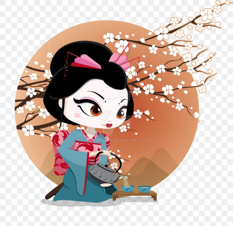 Geisha Visiting Card Character Clip Art, PNG, 1280x1240px, Geisha, Art, Cartoon, Character, Cherry Blossom Download Free