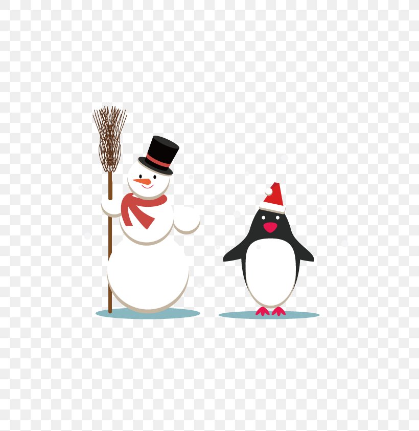 Penguin Santa Claus Snowman Christmas, PNG, 595x842px, Penguin, Beak, Bird, Christmas, Christmas Snow Download Free