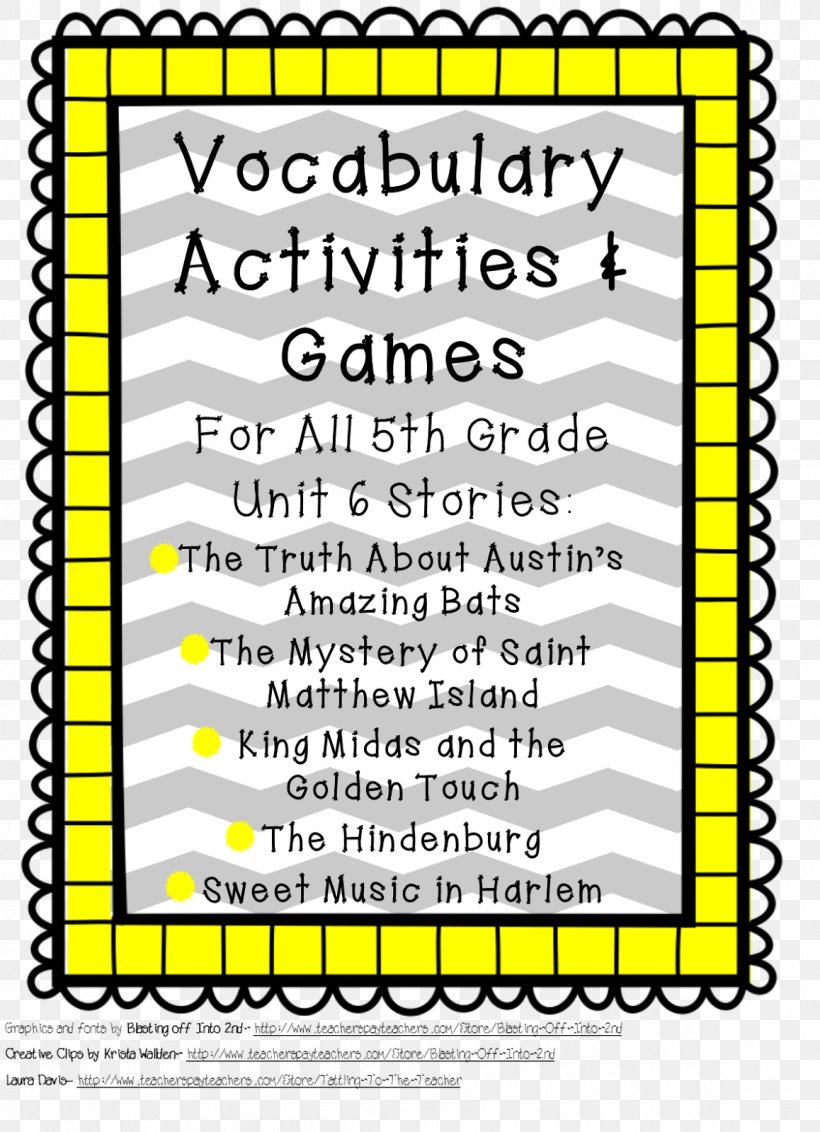 Fifth Grade Vocabulary TeachersPayTeachers Fourth Grade Elementary School, PNG, 1158x1600px, Fifth Grade, Area, Black And White, Education, Elementary School Download Free