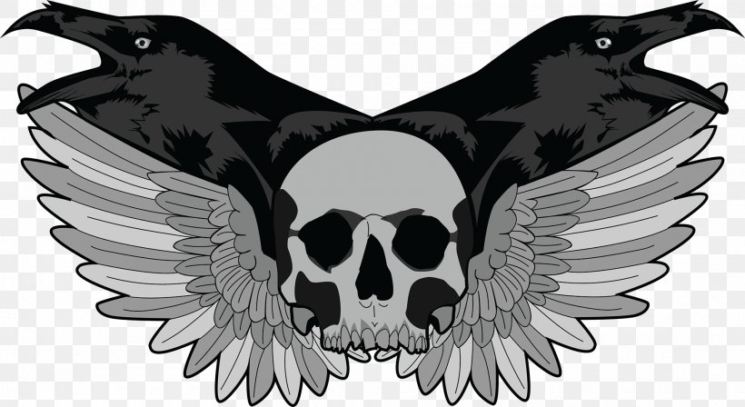 Skull Vector Graphics Raven Crow, PNG, 1920x1049px, Skull, Art, Bird, Crow, Emblem Download Free